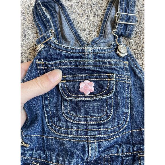 Vintage Cherokee Denim Overalls Girl’s Sz 24 Months Flower Patches - Picture 2 of 7